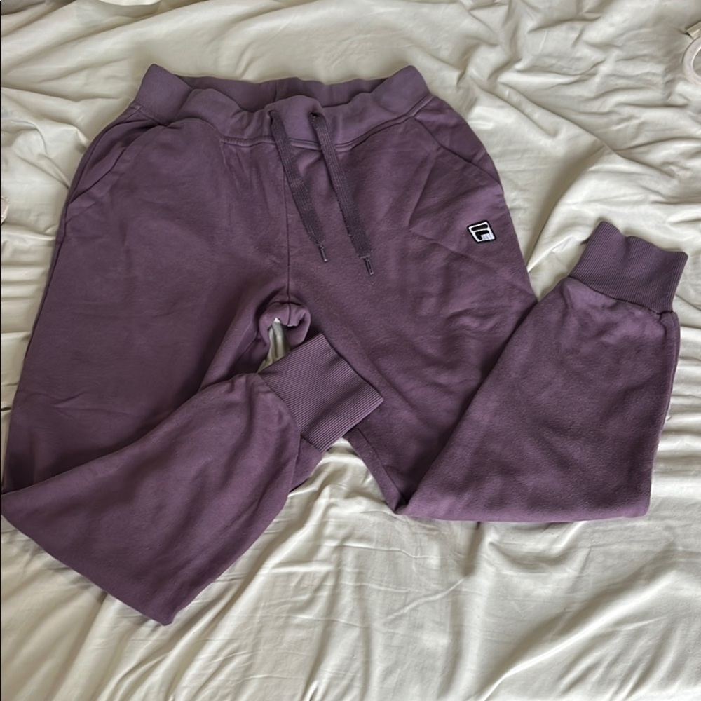 Fila Purple Jogger Track Pants with Tapered Legs